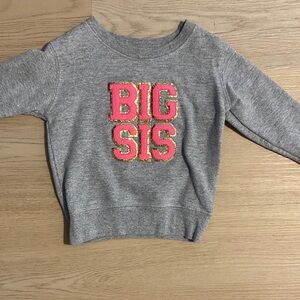 Rabbit Skins Gray Sweatshirt with Pink and Gold 'Big Sis' Design